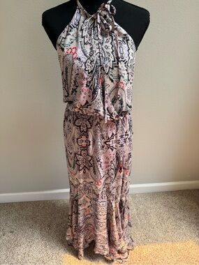 Parker Pink Paisley Halter Maxi Dress